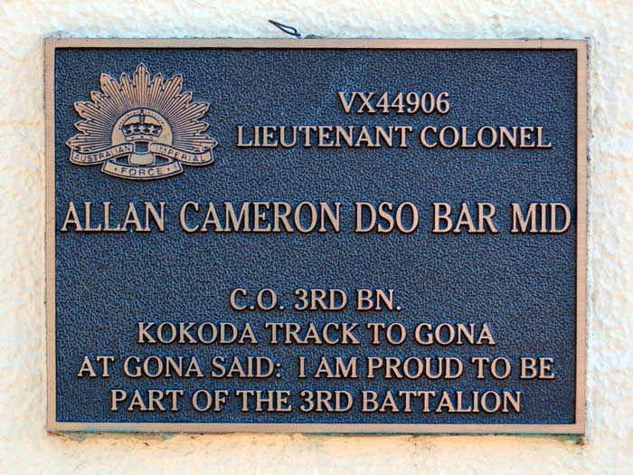 Cameron DSO Bar MID Allan Kokoda Track Memorial Walkway